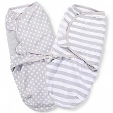 Summer Infant SwaddleMe Конверт для пеленания на липучке (2 шт.) серый/горошки/полоски